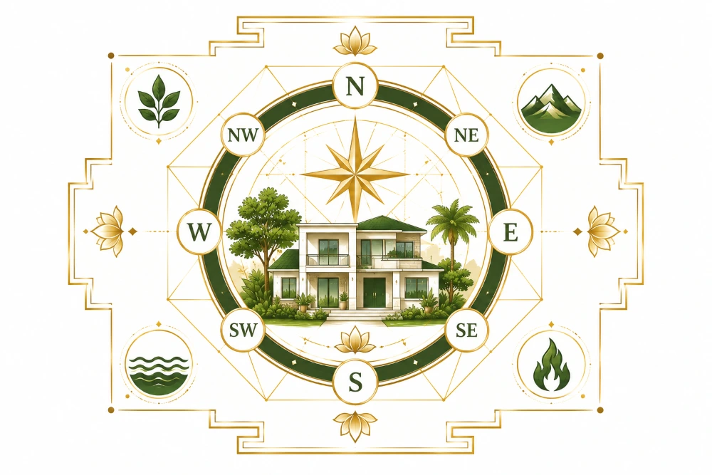 Vastu yantra style artwork in green and gold